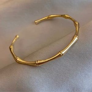 Bracelet stainless steel gold bamboo